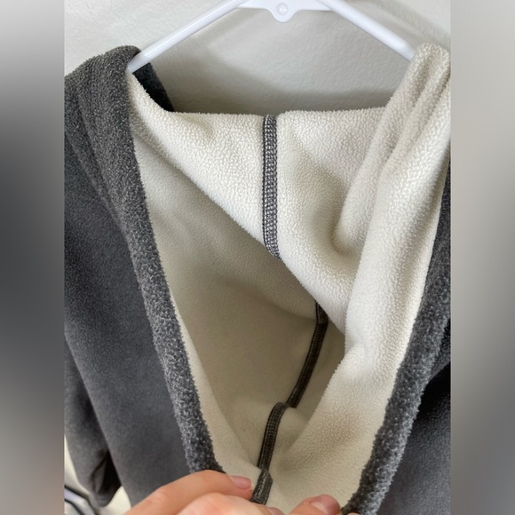 Gray Hooded Jacket Fleece Button Closure Women by Lauren Ralph Lauren Size L - Picture 15 of 15